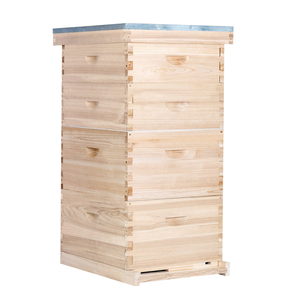 BeeCastle Natural Hive 10 Frame 4 Layer Cedar Wood Beehive Kit:Elevate Your Beekeeping Journey Naturally! Includes 2 Deep Boxes and 2 Super Boxes with Premium Wooden Frames and Beeswax Plastic Foundation