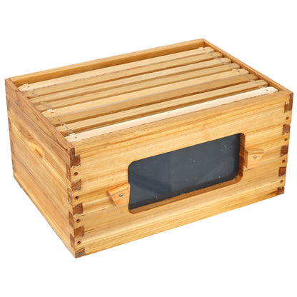 BeeCastle Hives 8 Frame Deep Wax Coated Box With Acrylic Window Brood Box Include Wooden Frame And Beeswax Plastic Foundation