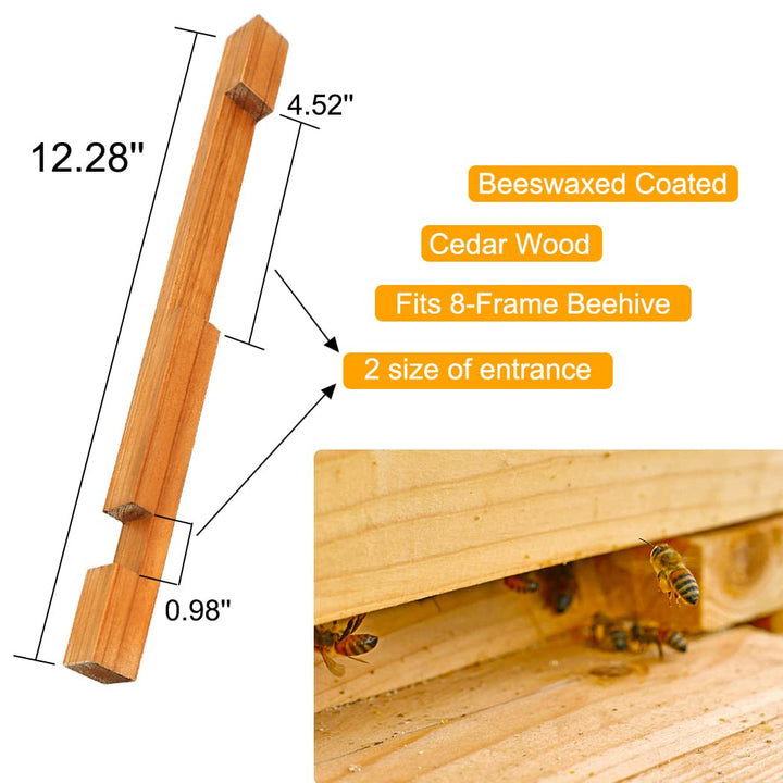 Beehive entrance reducers serve to regulate bee traffic, deter intruders, and enhance hive defense.