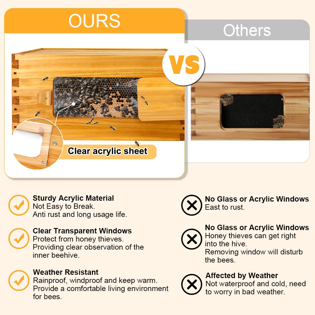 BeeCastle Hives 10 Frame 3 Layer Wax Coated Cedar Wood Beehive comparison chart