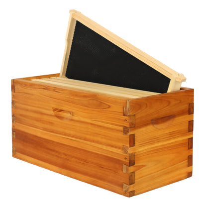BeeCastle Hives Elevate Your Beekeeping with Logo Free 5 Frame Beehive Kit!Includes Top and Inner Cover, Bee Box with Wooden Frame and Beeswax Plastic Black Foundation, Plus a Solid Bottom Board.