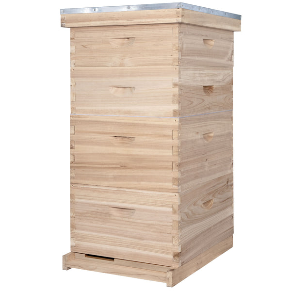 BeeCastle Unwaxed 10 Frame 4 Layer Cedar Wood Beehive Kit