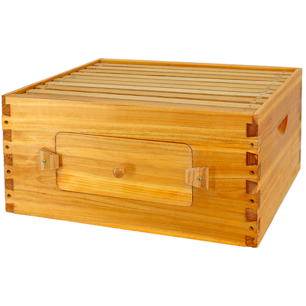 Wax-Coated 10 Frame Deep Brood Bee Box with Removable Window ...