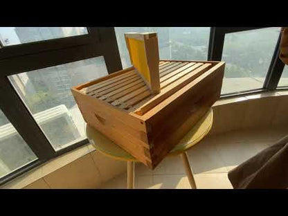 BeeCastle Hives:10 Frame Wax-coated Cedar Wood Honey Super Medium Box with Unassembled Pine Wood Frame and 100% Beeswax Plastic Foundation