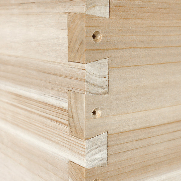 The beehive's dovetail joints.