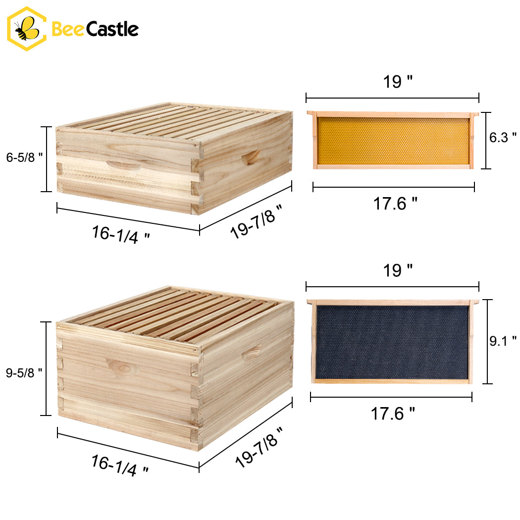 Beecastle Unwaxed 10 Frame 4 Layer Cedar Wood Beehive Kit Beecastle Hives